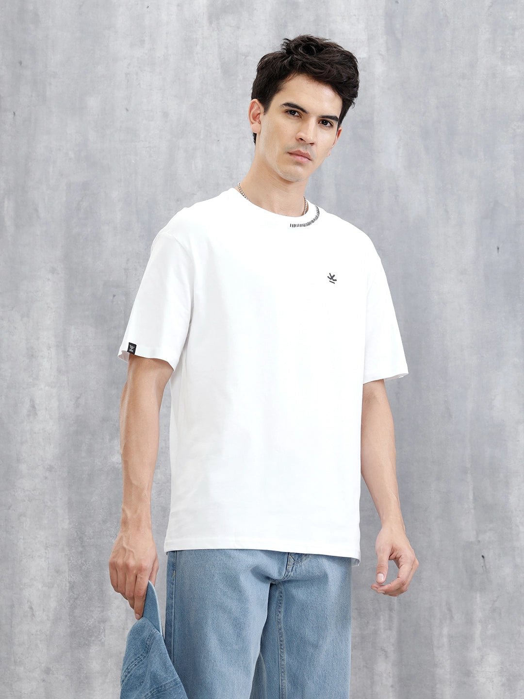 Thread Detailed Oversized T-Shirt | White