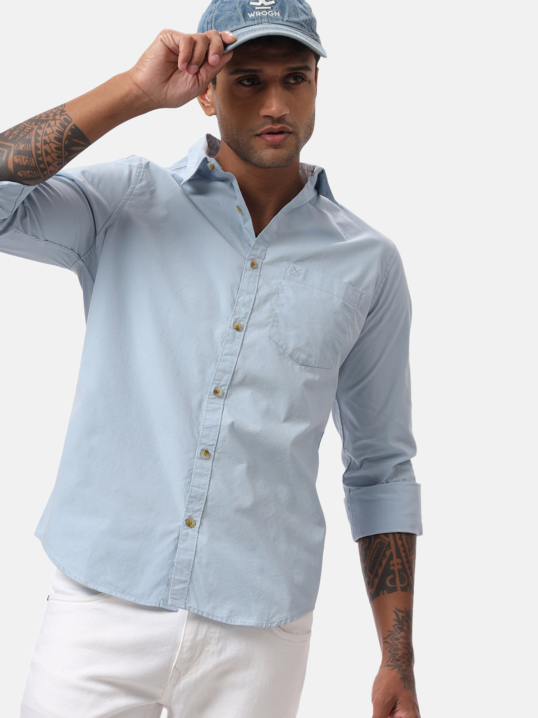 Blue Poplin Casual Shirt