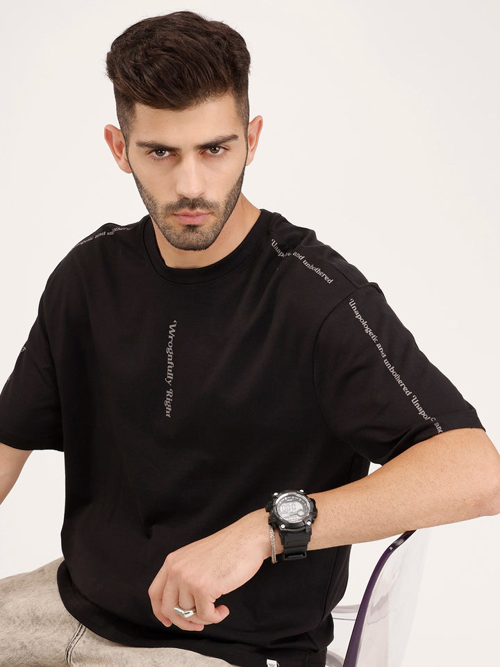 Oversized Fit Placement Printed T-Shirt | Black