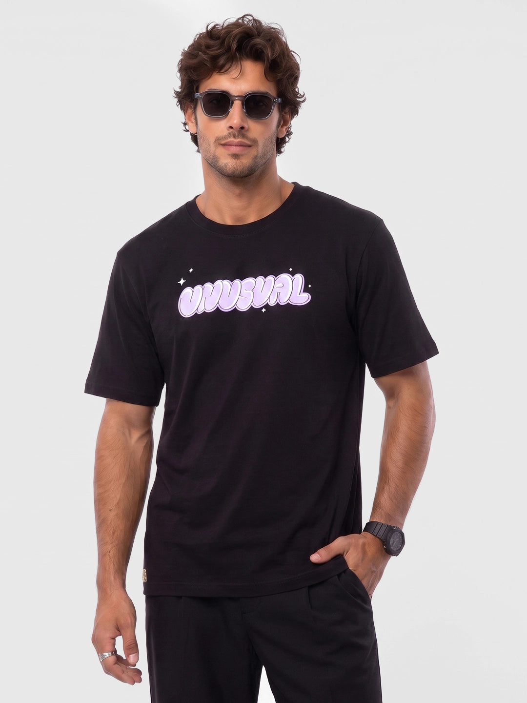 Classic Placement Printed T-Shirt | Black