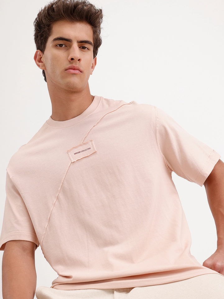 Solid Oversized Cut & Sew T-Shirt | Pink