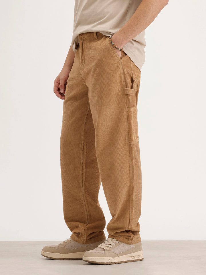Loose Fit Corduroy Cargo Trouser | Khaki