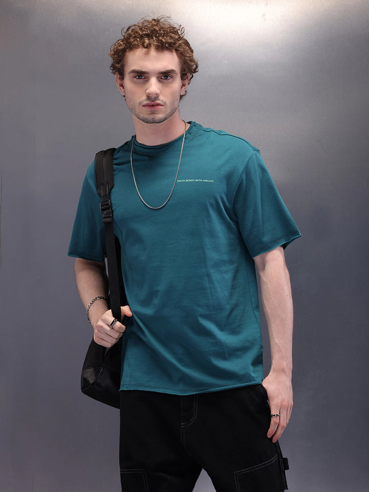 Raw Edge Printed T-Shirt | Green