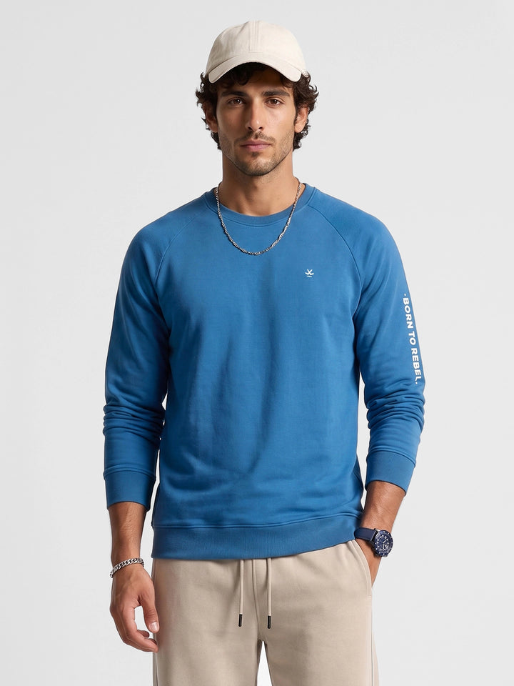 Classic Placement Printed Sweatshirt | Blue