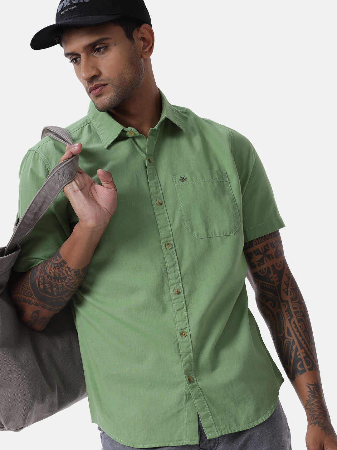 Light Olive Half Sleeve Shirt