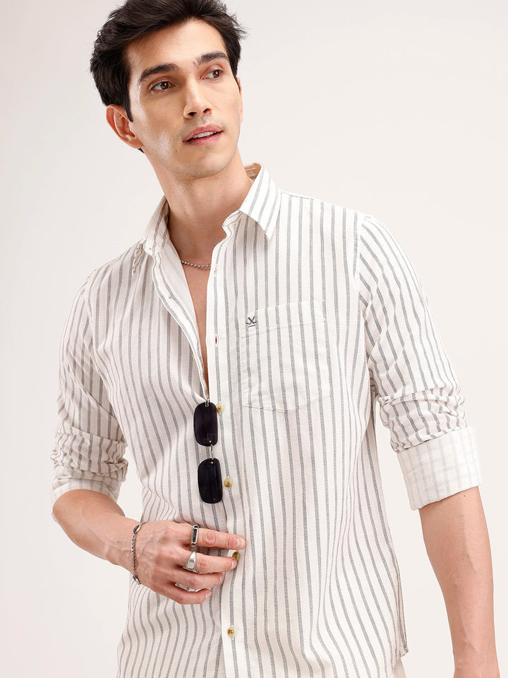 Slim Fit Striped Shirt | White