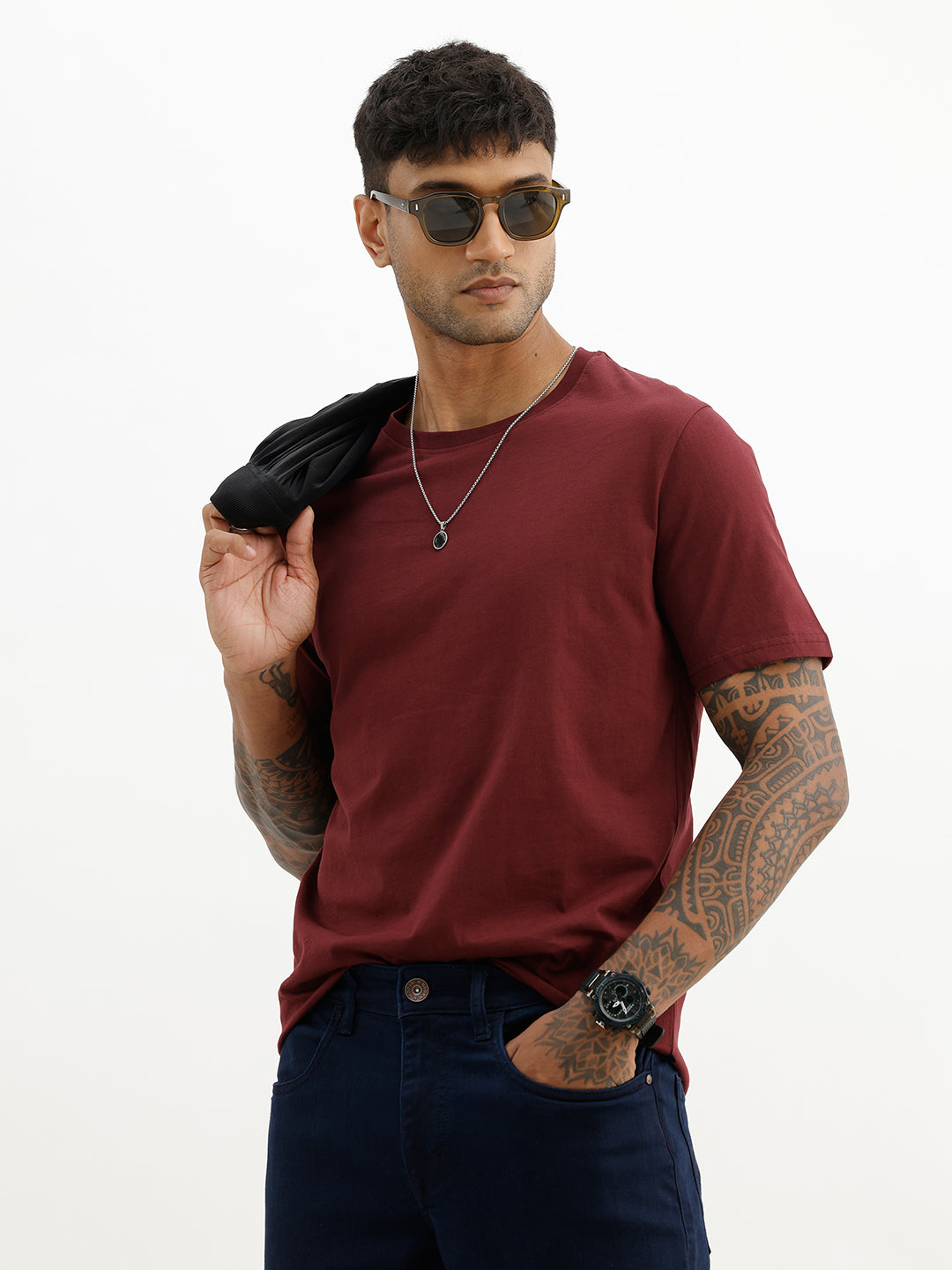 Core Basics Slim Fit T-Shirt | Essential | Maroon