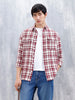 Wrogn Men's Oversized Double Pocket Checks Shirt | Red