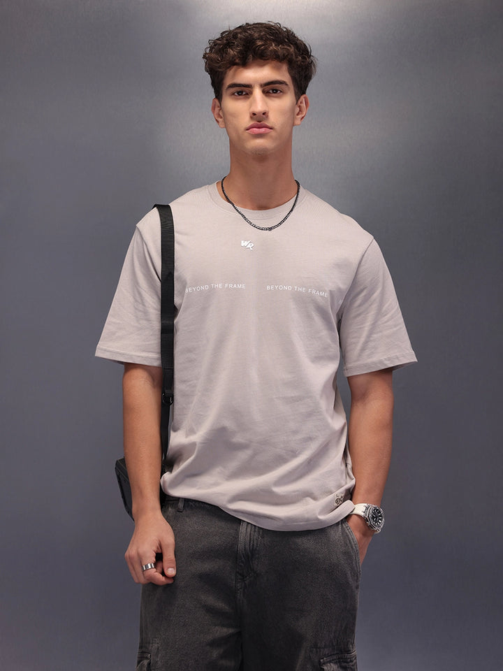 Placement Printed Oversized T-Shirt | Grey