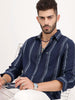 Men's Casual Striped Regular Fit Shirt  | Navy Blue