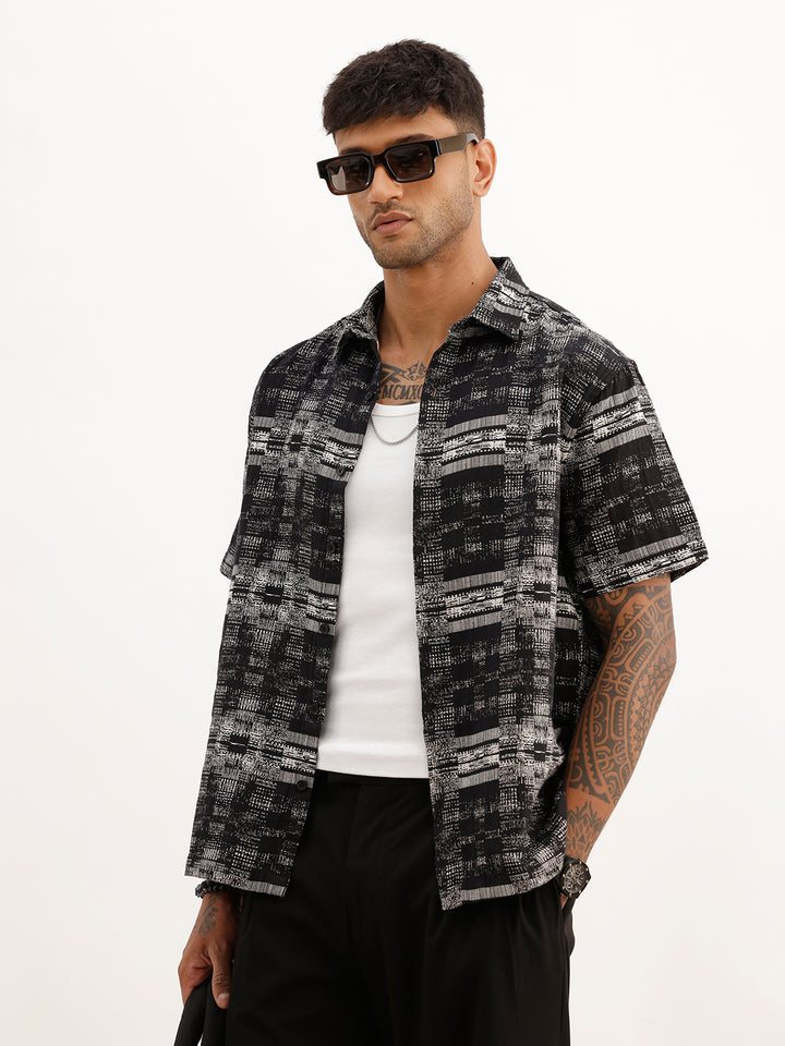 Classic Comfort Fit Jacquard Shirt | Black