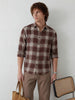 Comfort Fit Checkered Shirt | Brown