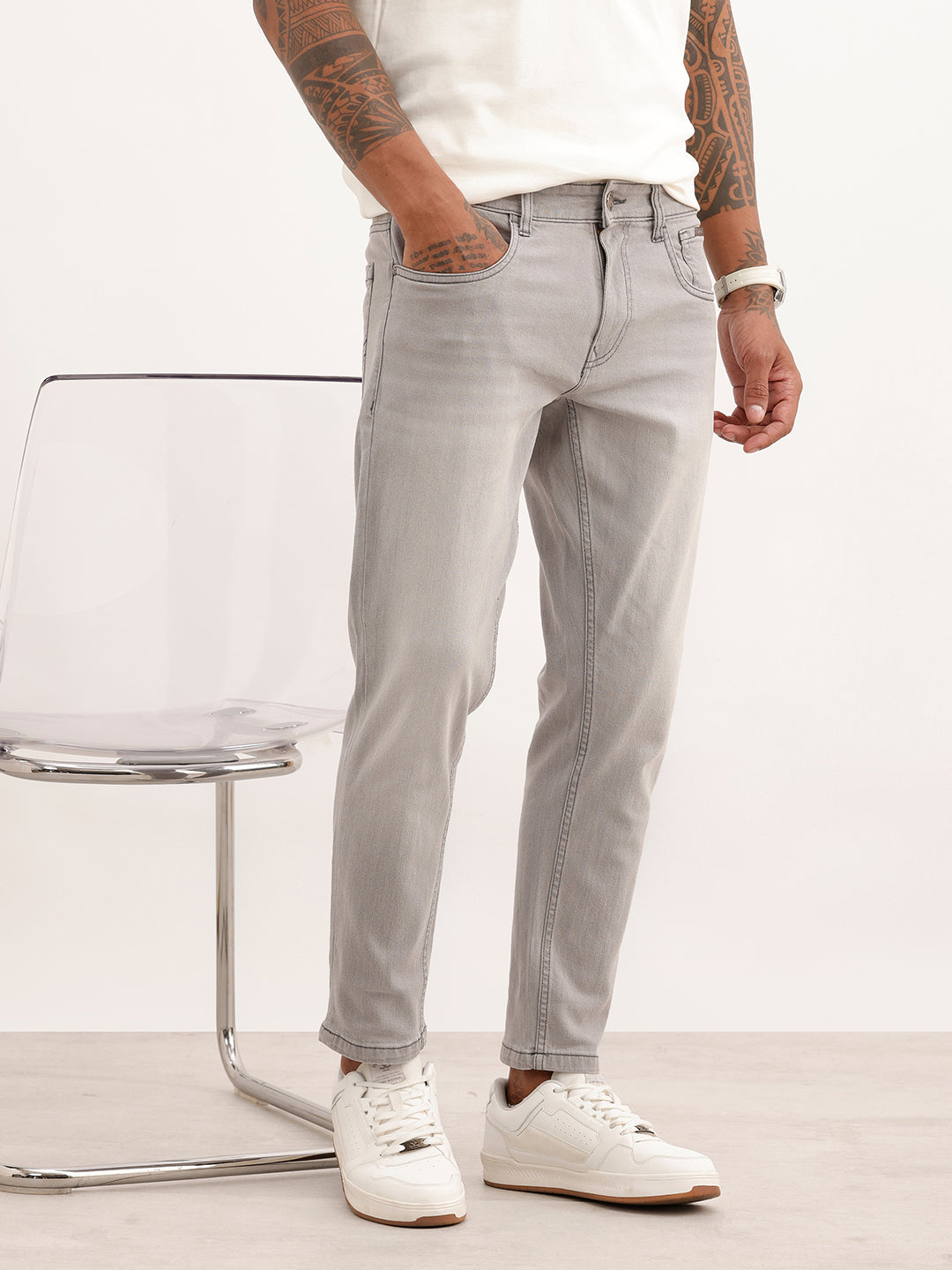 Faded Skinny Crop Denim Jeans | Grey | WJN0200SC2096S