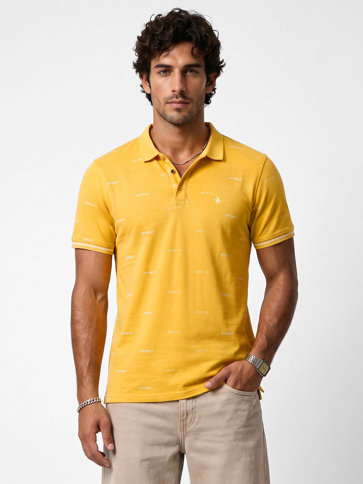 Solid Slim Fit Polo T-Shirt | Yellow