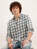 Slim Fit Checkered Shirt  | White