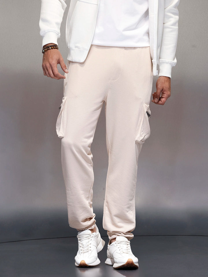 Men’s Straight Fit Cargo Joggers | Beige