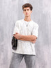 Typo Inspired Tonal Aop Oversized Fit T-shirt | White