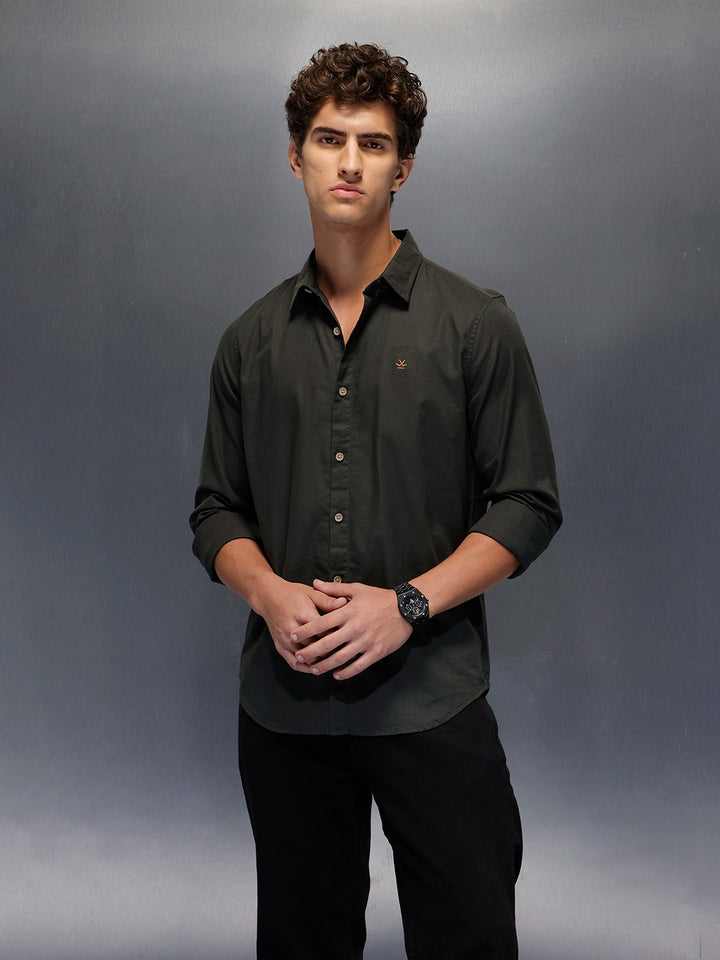 Men's Slim Fit Casual Shirt  |  Dark Green