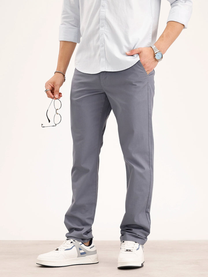 Solid Slim Fit Trouser   |  Grey