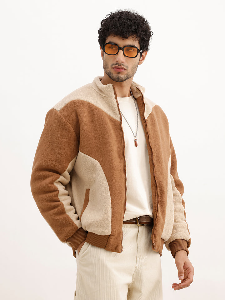 Comfort Fit Sherpa Zipper Jacket | Beige