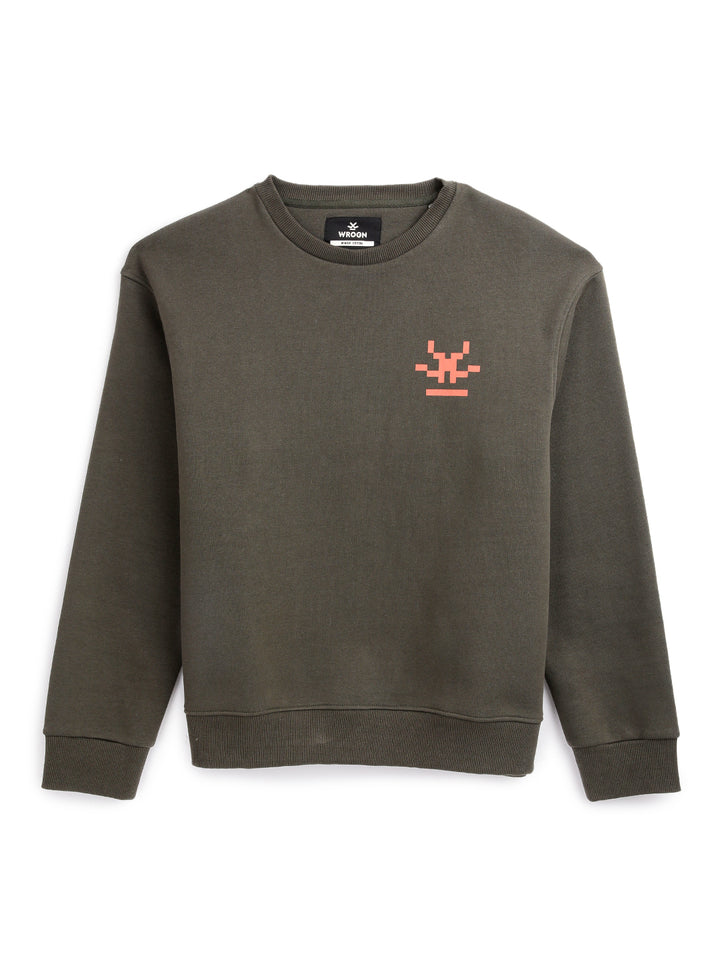 Classic Olive Back Printed Sweatshirt