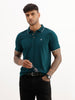 Placement Printed Tipping Collar Polo T-Shirt | Teal