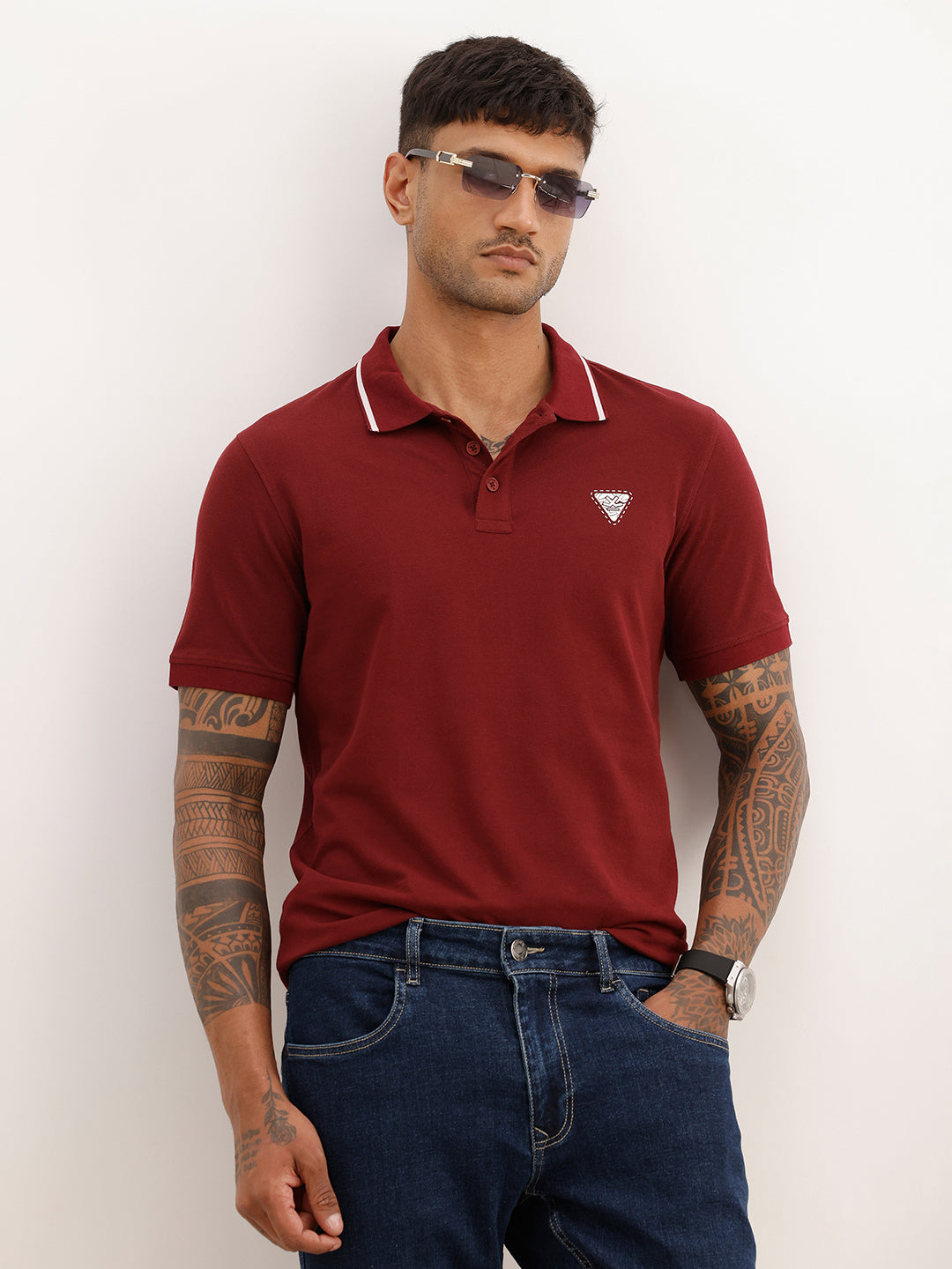 Solid Tipping Collar Polo T-Shirt | Rust | WWTS279F