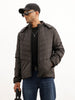 Solid Regular Fit Hooded Puffer Jacket | Black