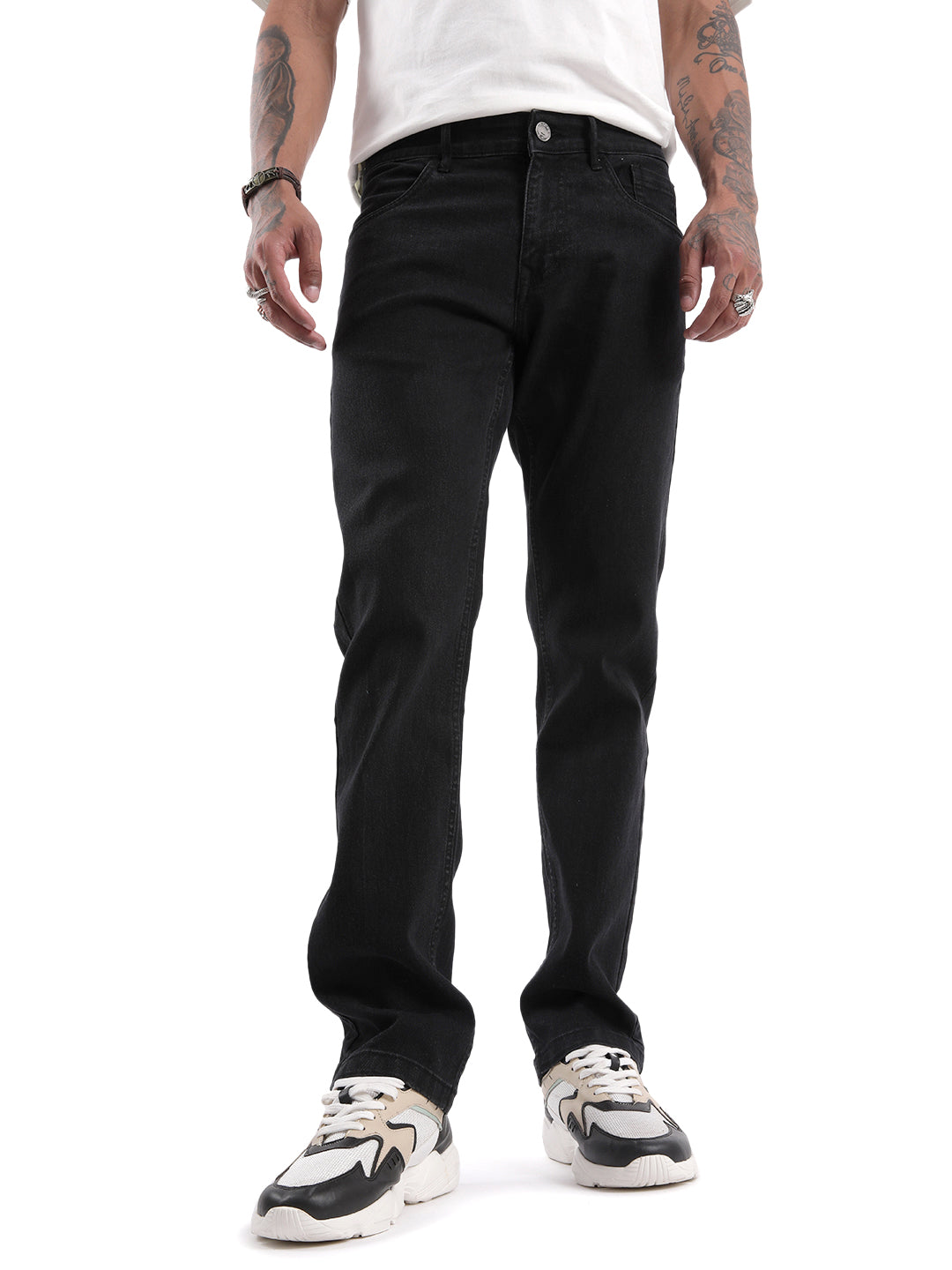 Sleek Black Regular Fit Jeans