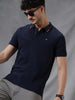 Solid Texture Navy Polo T-Shirt