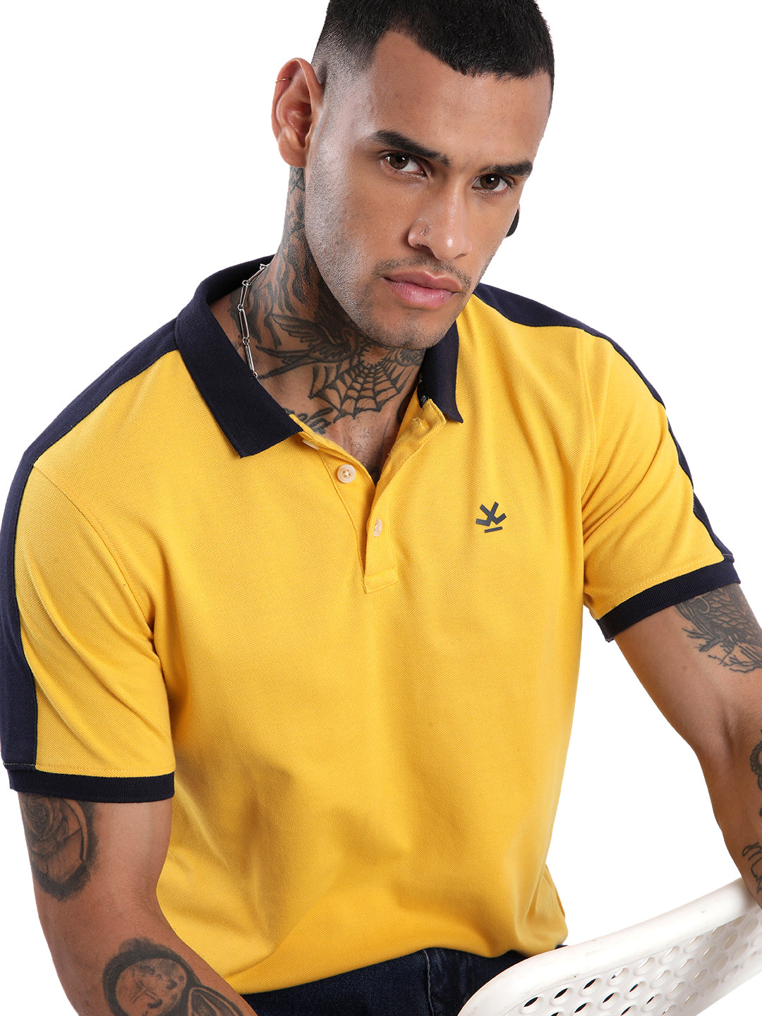 Classic Yellow Shoulder Stripe Polo T-Shirt