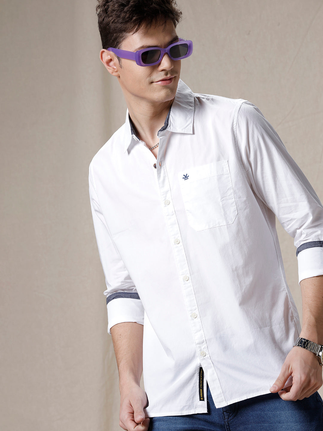 Cosmic White Casual Shirt