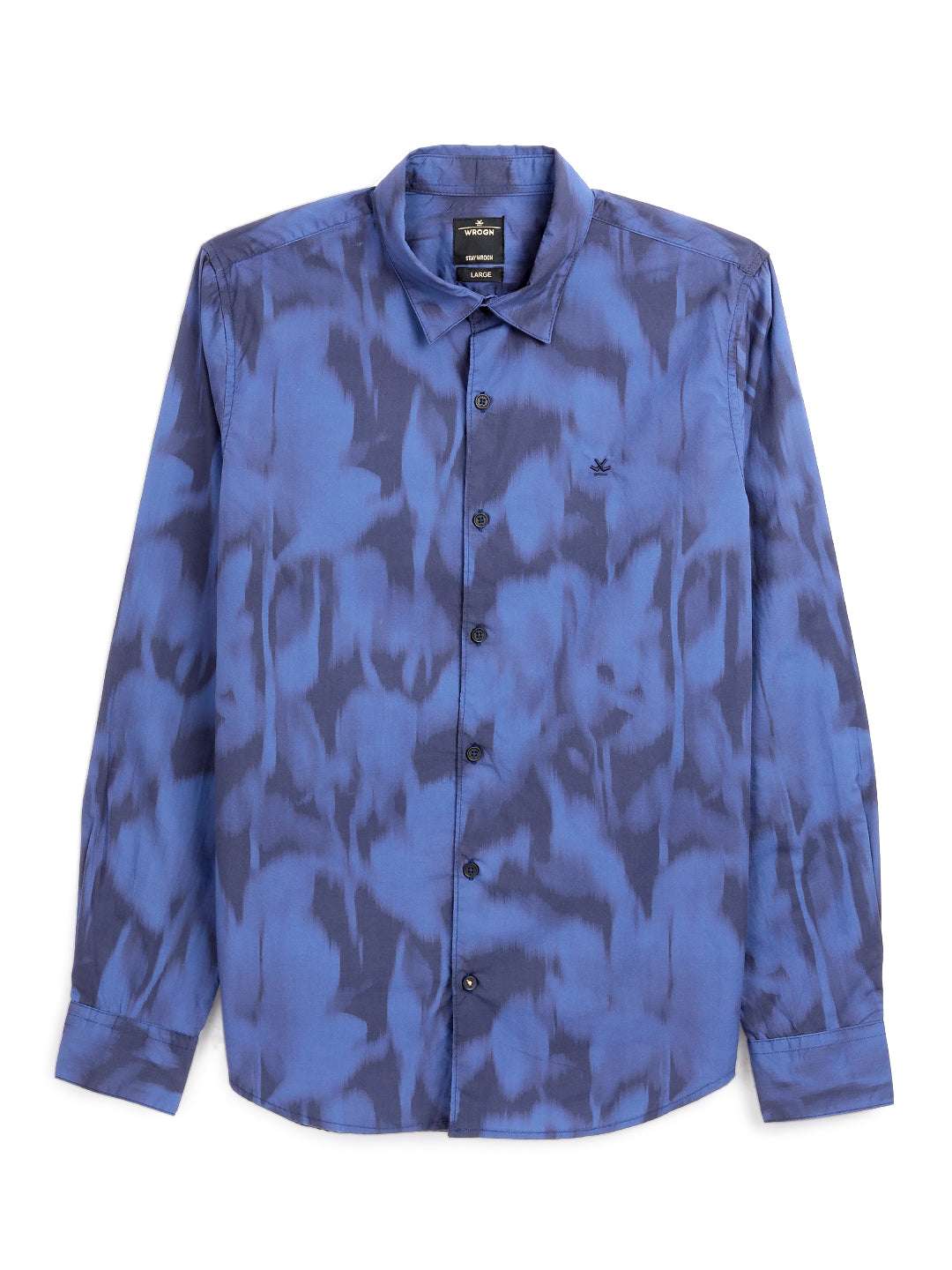 Abstract Navy Satin Printed Shirt