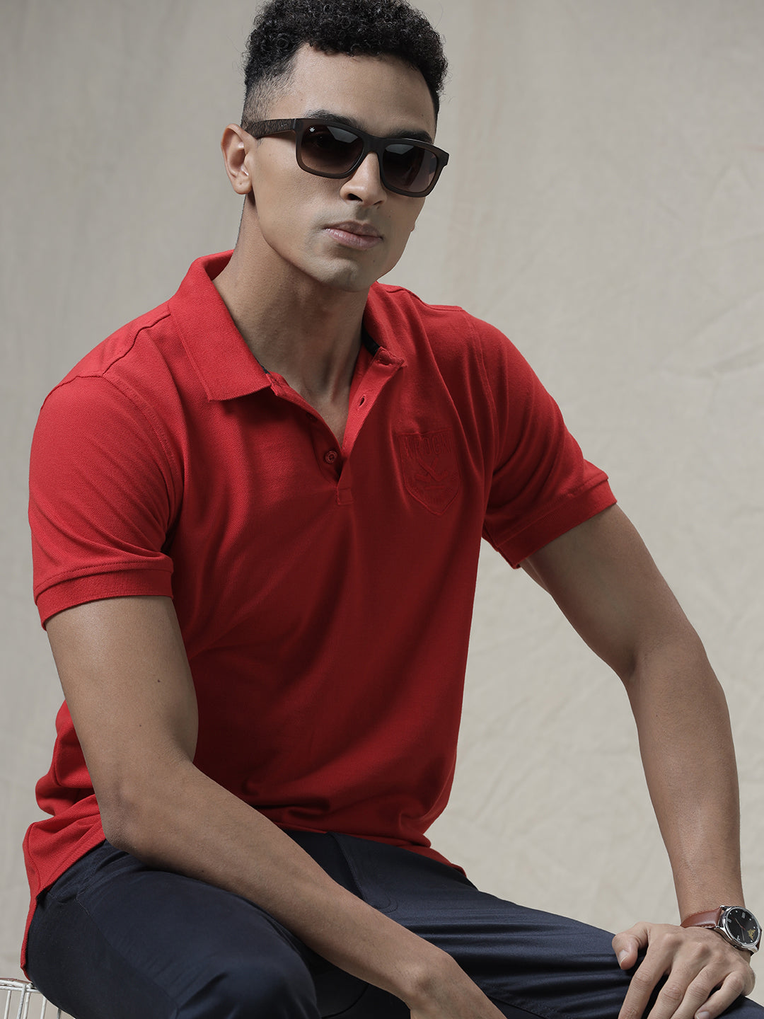 Wrogn Batch Red Polo T-Shirt