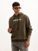 Classic Oversized Placement Printed Hoodie | Olive