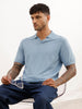 Solid Slim Fit Flatknit Polo T-Shirt | Blue | WPT02HSSL1624S