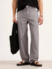 Loose Fit Linen Blend Striped Trouser | Grey
