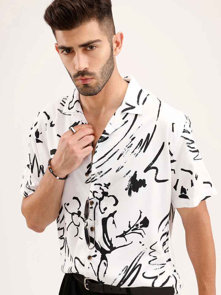 Resort Collar AOP Shirt | Off White