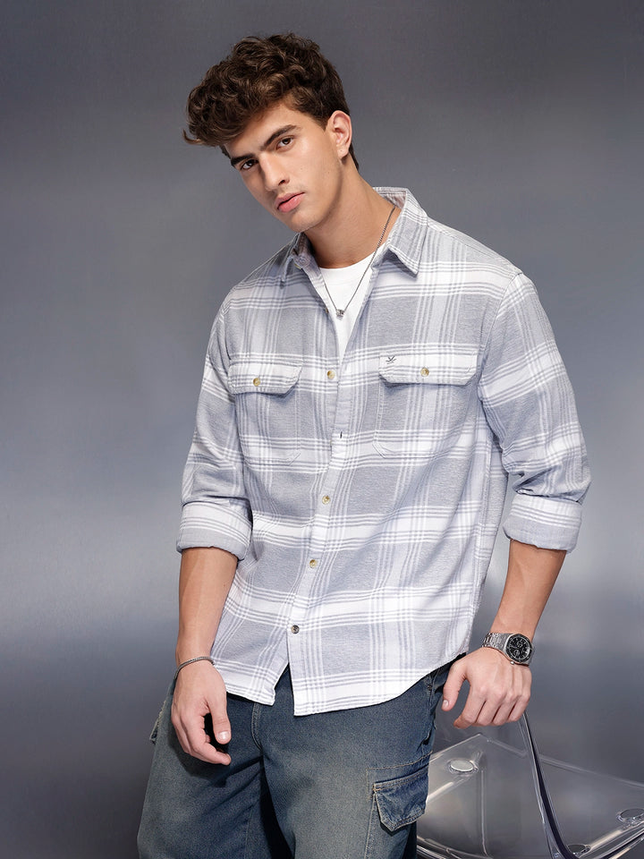 Men's Casual Dobby Shacket  | Grey