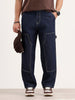 Loose Fit Cut & Sew Denim Jeans | Dark Blue