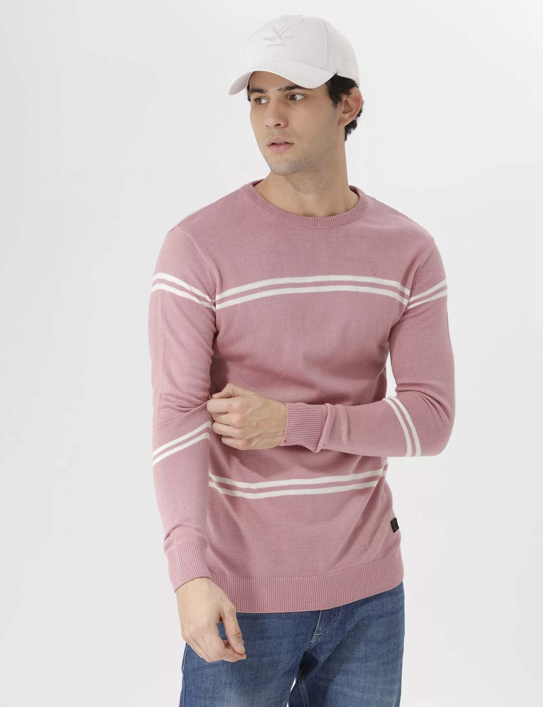 Pink Knit Striped Sweater
