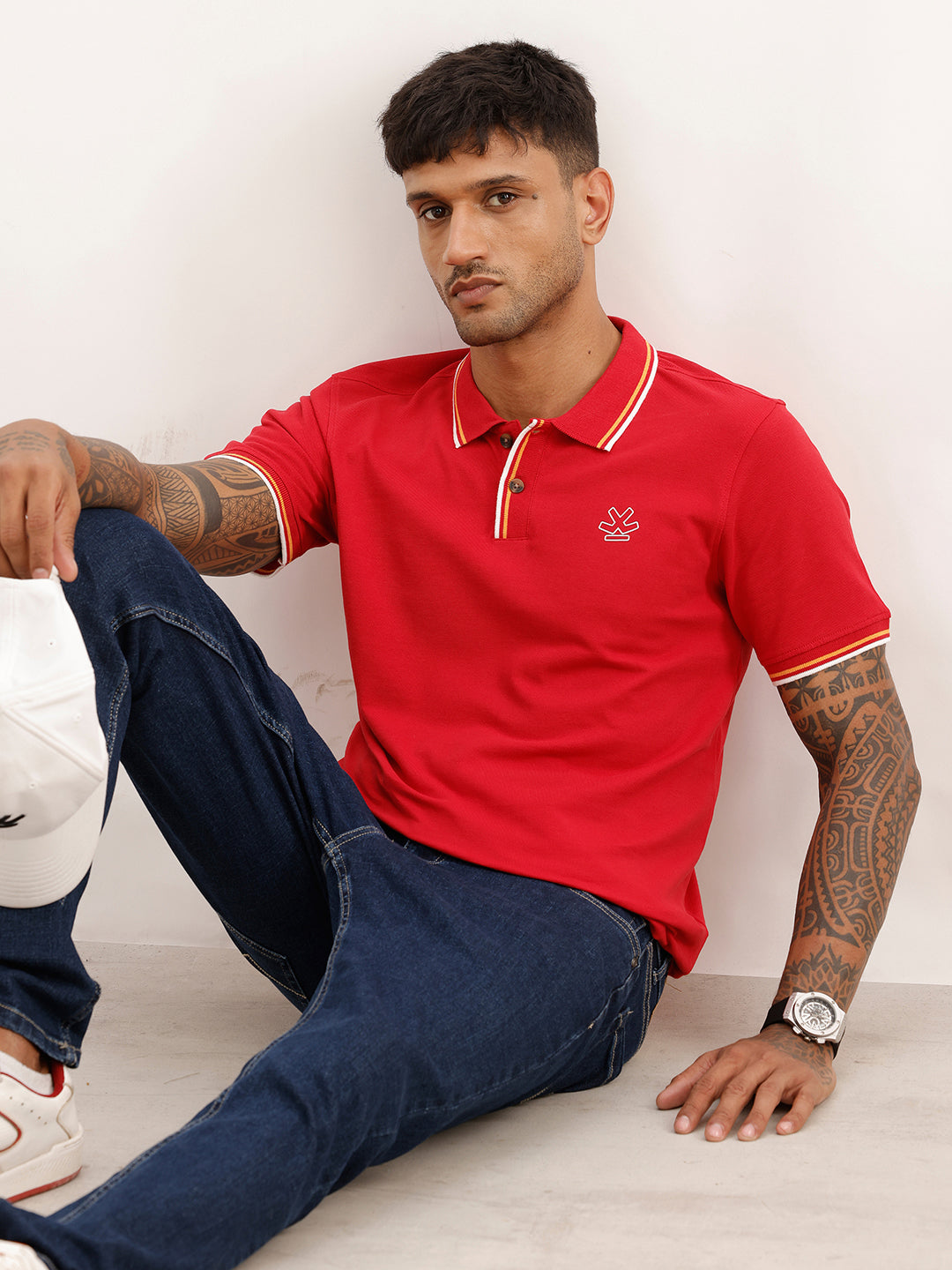 Classic Tipping Collar Polo T-Shirt | Red | WWTS245F