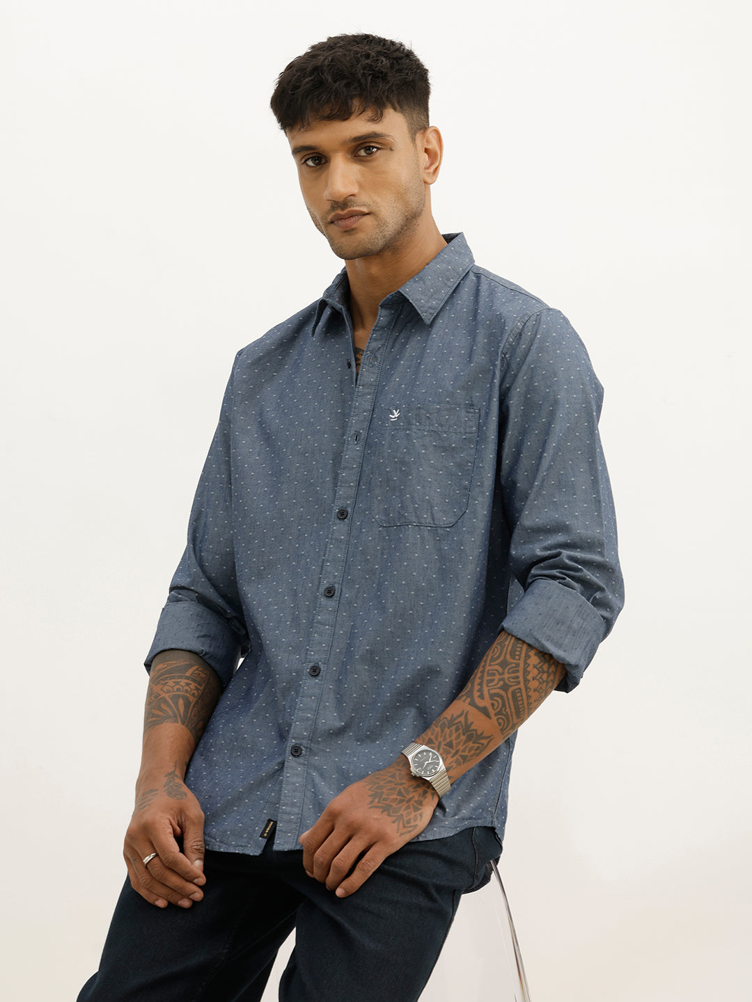 Slim Fit AOP Full Sleeve Shirt | Grey
