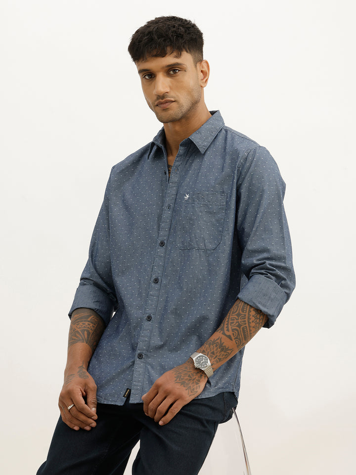 Slim Fit AOP Full Sleeve Shirt | Grey