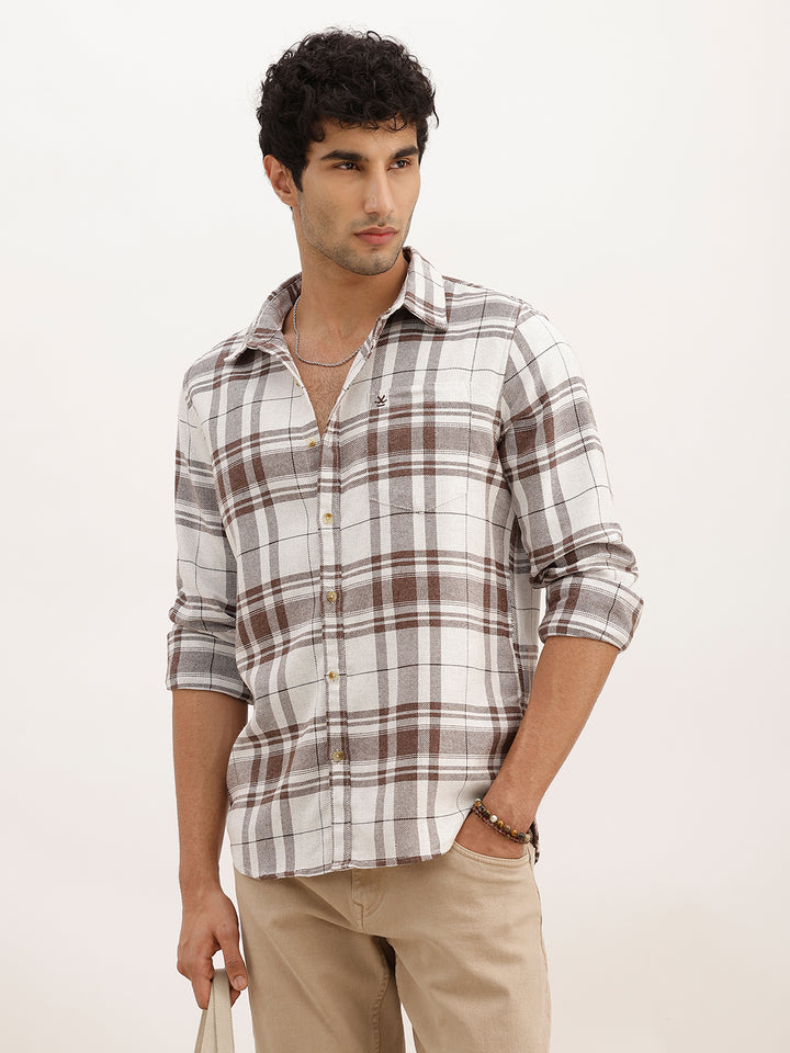 Slim Fit Checkered Full Sleeve Shirt | Green