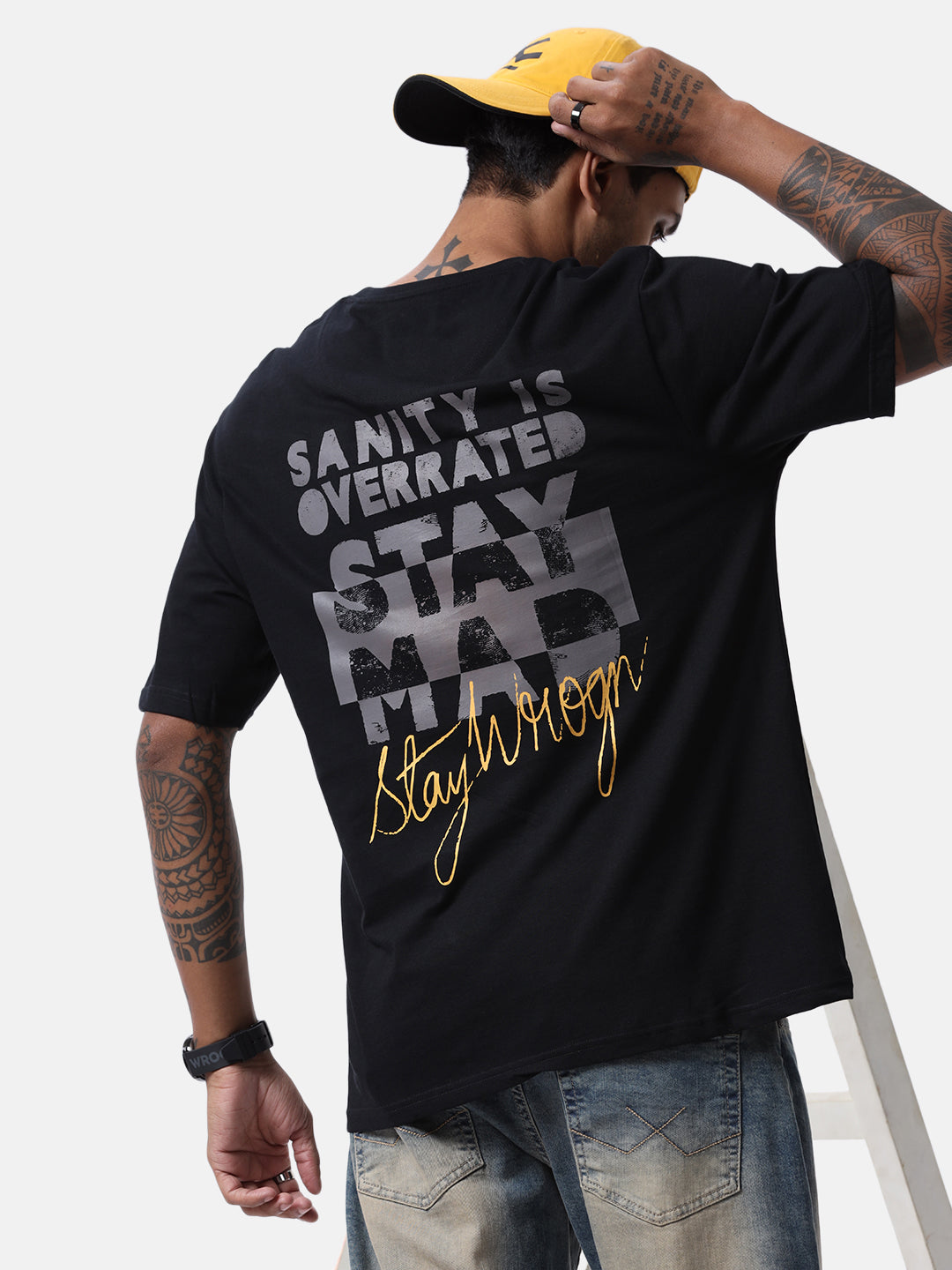 Sanity Is Overrated Black Printed T-Shirt