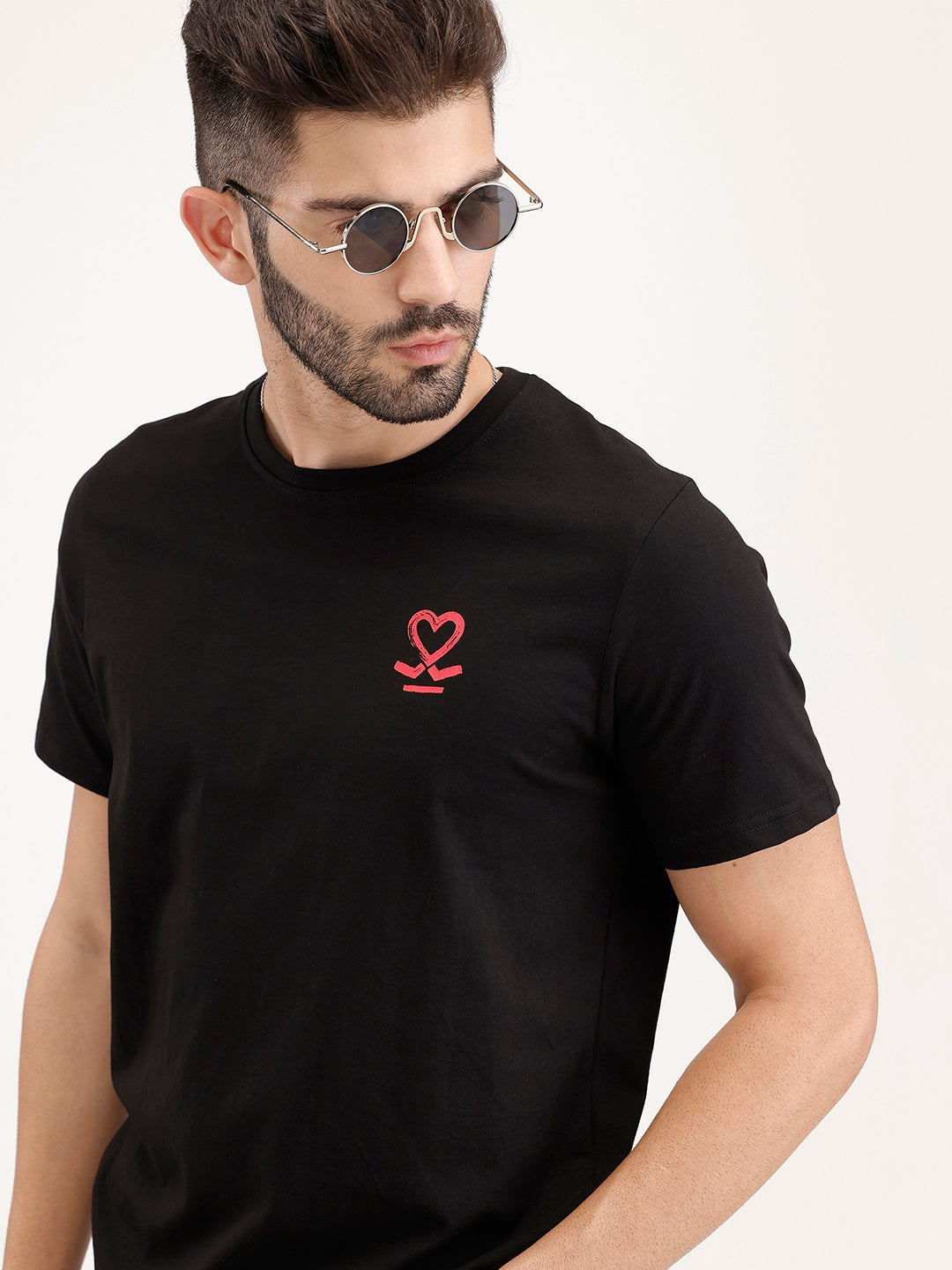 Slim Fit Placement Printed Tee | Black