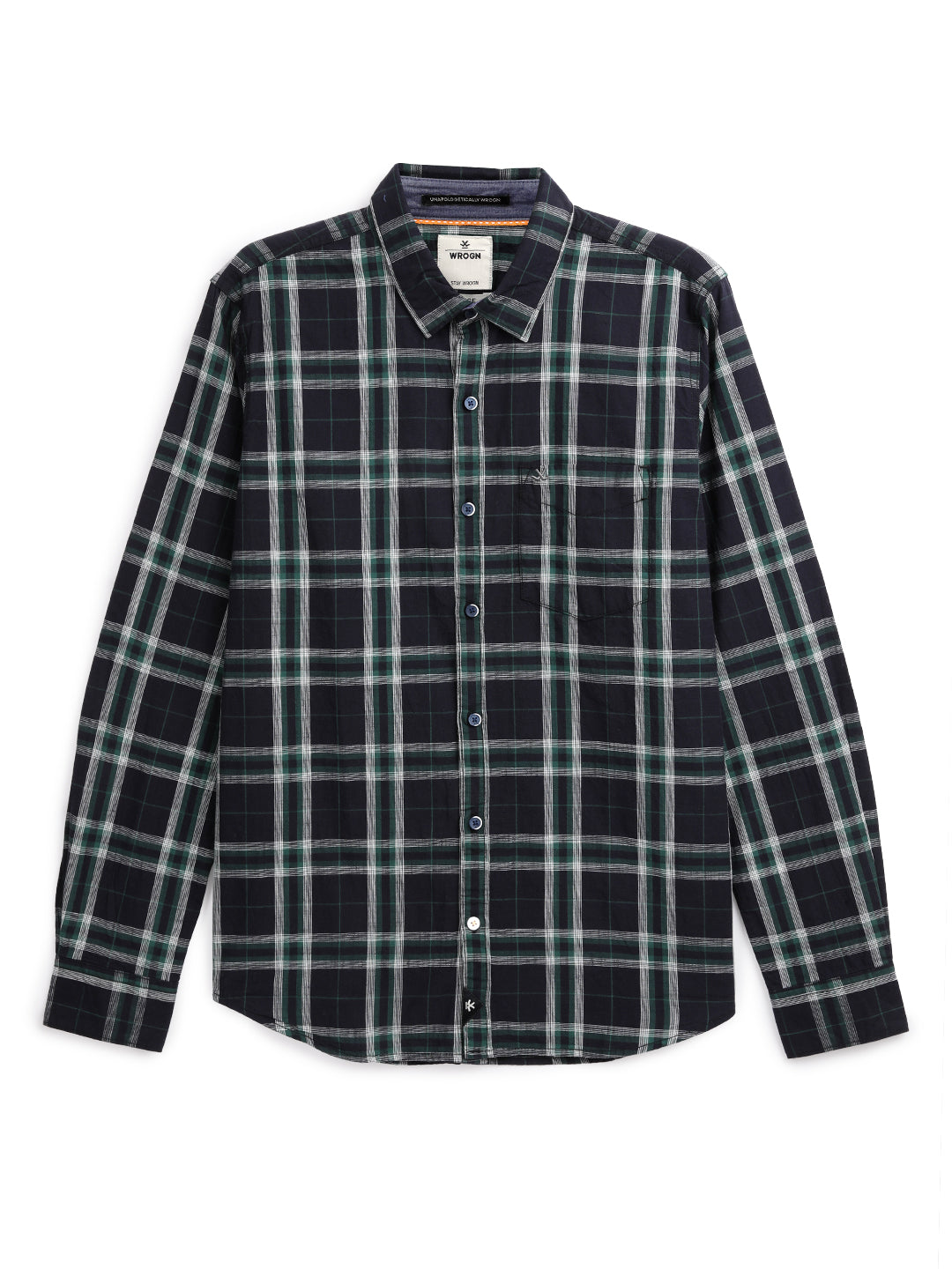 Green Slim Fit Checked Shirt