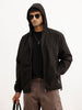 Solid Regular Fit Hooded Puffer Jacket | Black