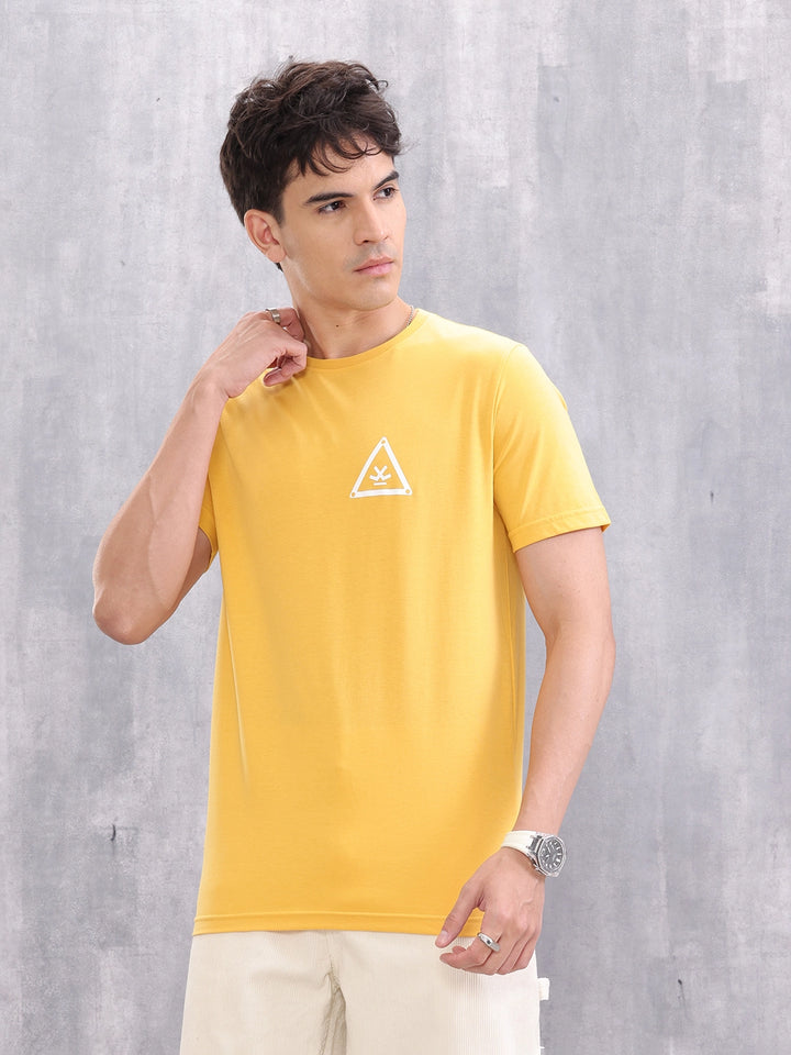 Solid Placement Printed T-Shirt | Yellow